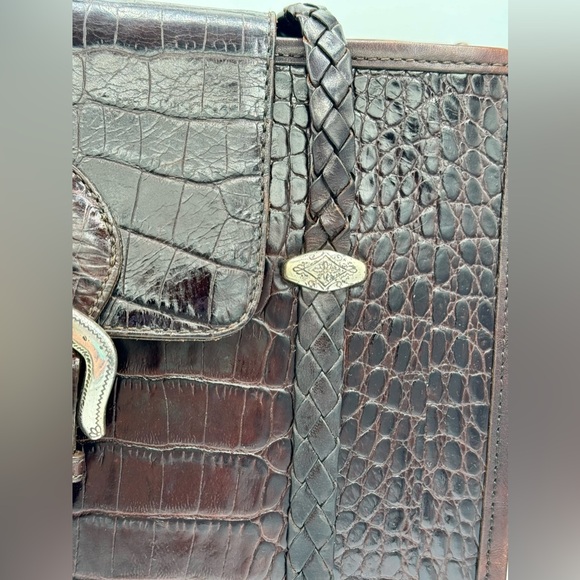 🌺Vintage 90s Brighton Donna Bag Tote Purse Brown Croc Buckle Heart Handbag🌸🌺 - Picture 11 of 16